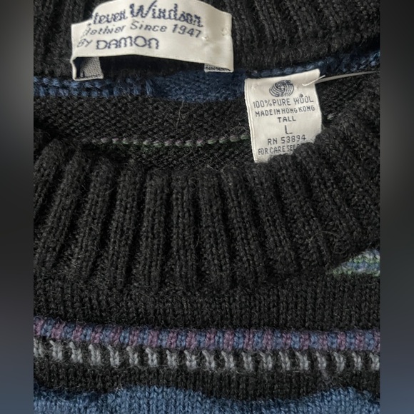 Vintage 90s pure Wool  knit sweater Steven Windson by Damon Coogi-inspired LG - Picture 4 of 7